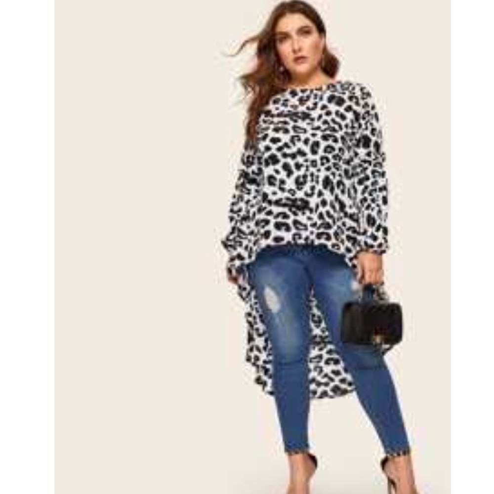 Brand new Black and white leopard print blouse.